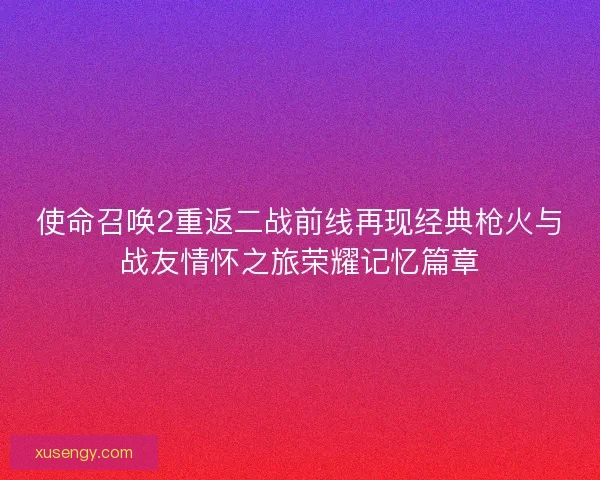 使命召唤2重返二战前线再现经典枪火与战友情怀之旅荣耀记忆篇章