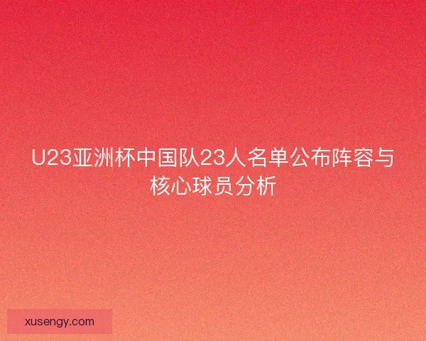 U23亚洲杯中国队23人名单公布阵容与核心球员分析
