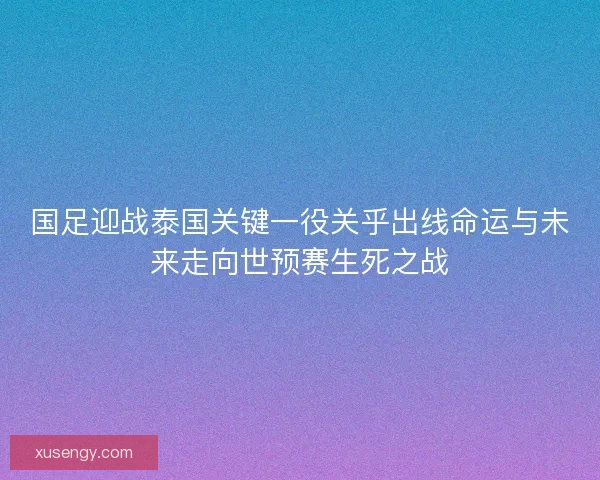 国足迎战泰国关键一役关乎出线命运与未来走向世预赛生死之战