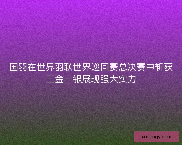 国羽在世界羽联世界巡回赛总决赛中斩获三金一银展现强大实力
